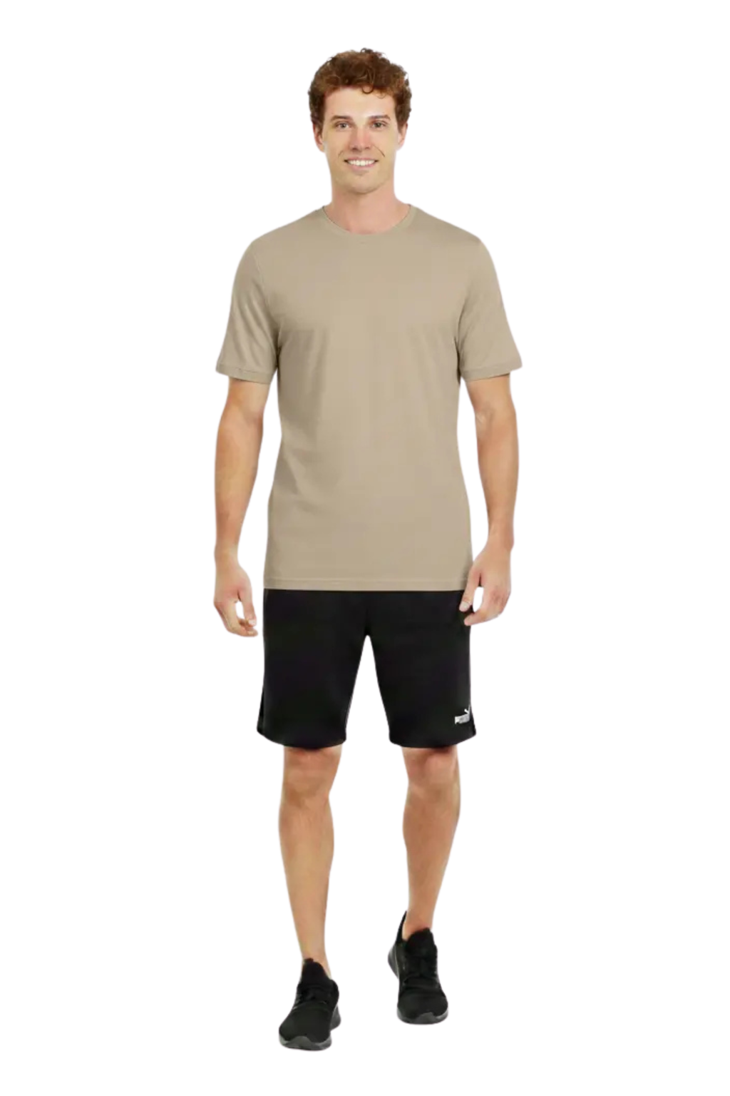 Men's Beige Athletic Crew-Neck T-Shirt
