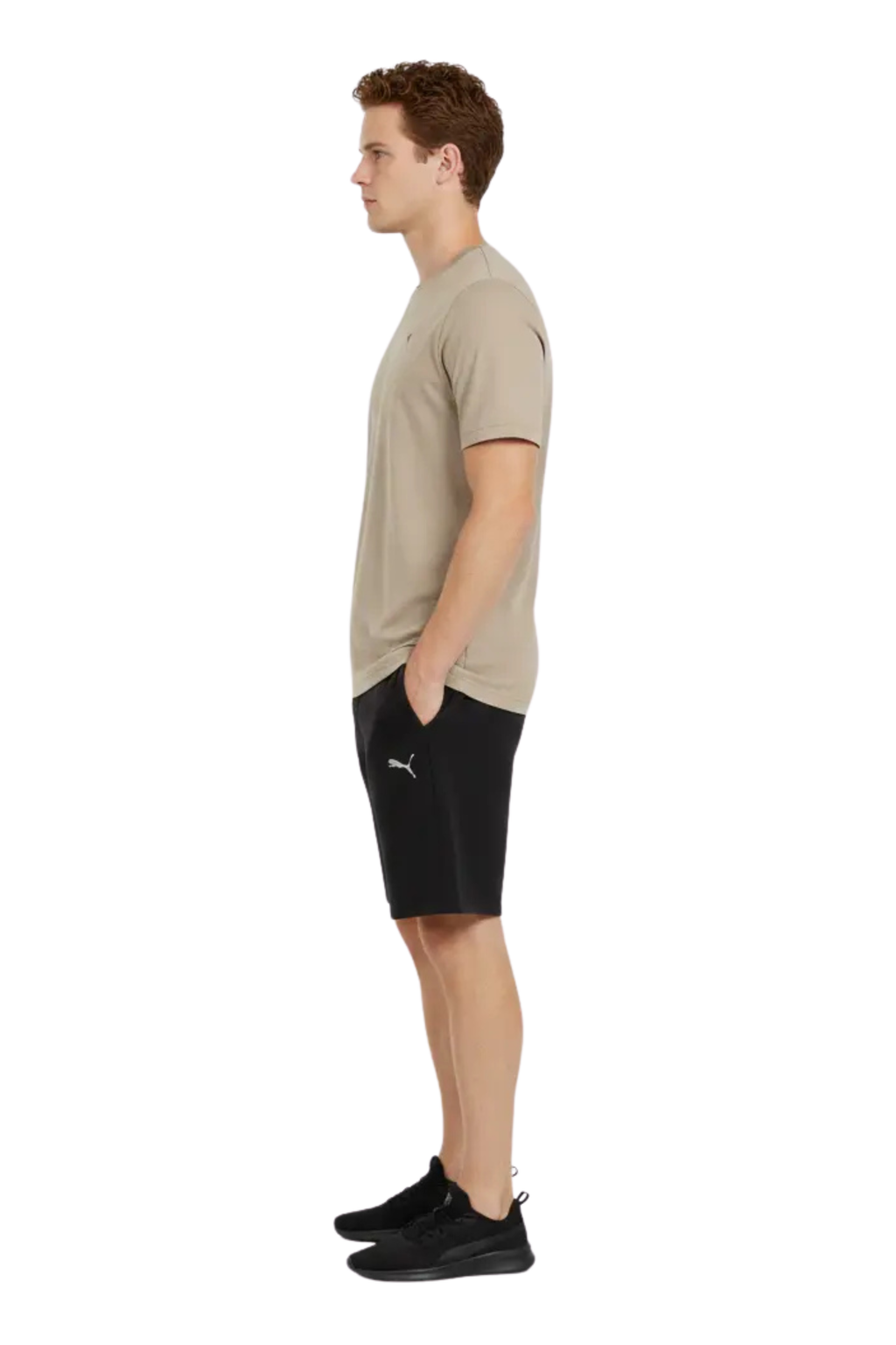 Men's Beige Athletic Crew-Neck T-Shirt