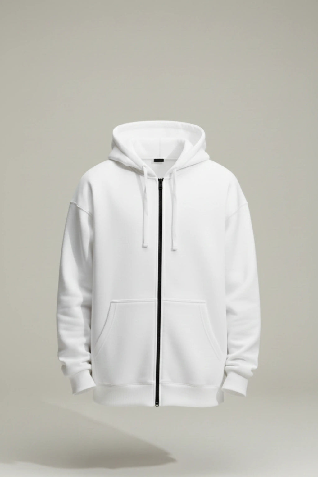 White Zipper Hoodie
