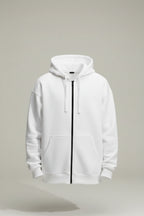 White Zipper Hoodie