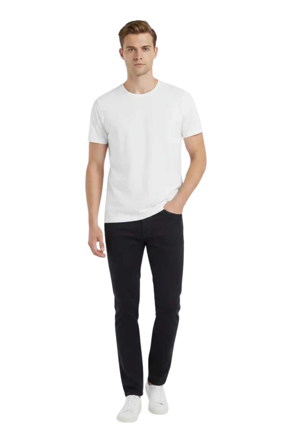 Men's White Athletic Crew-Neck T-Shirt