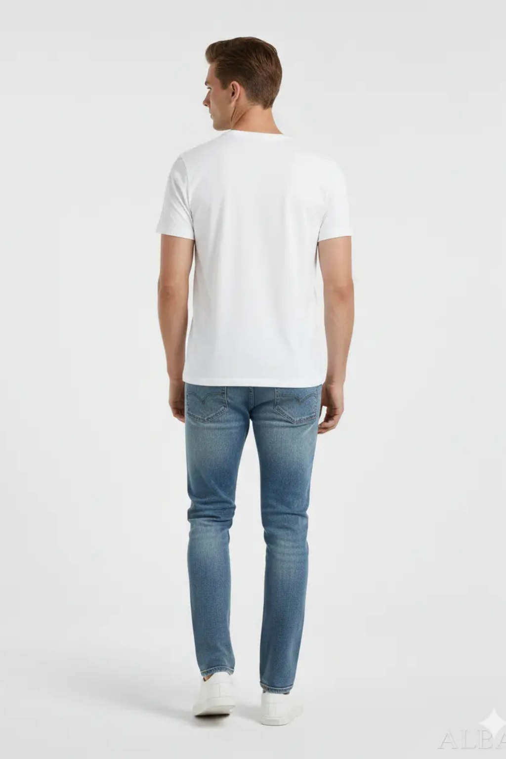 Men's White Athletic Crew-Neck T-Shirt