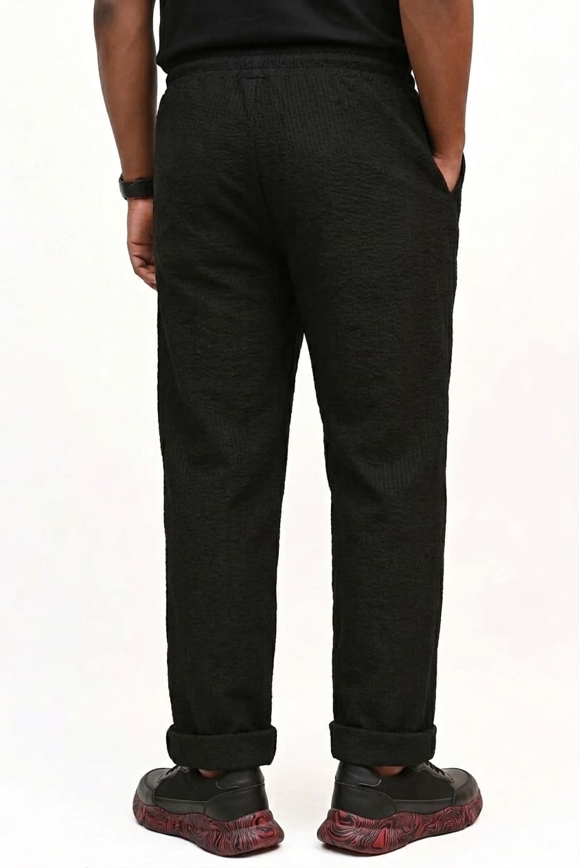 HYKEYZ Classic Textured Straight Trouser - Black