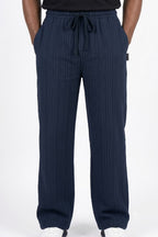 HYKEYZ Classic Textured Straight Trouser - Navy Blue