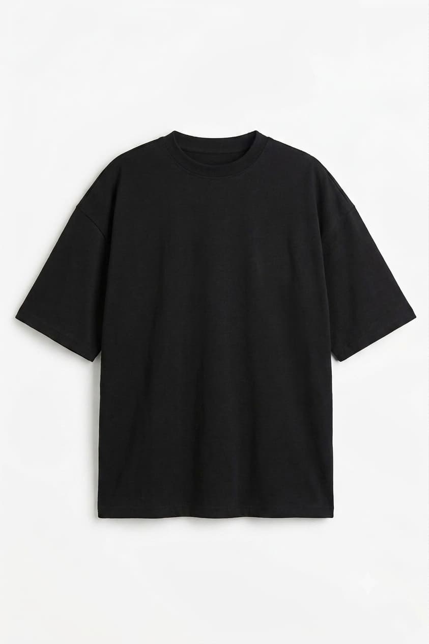 HYKEYZ Black Plain Oversized T-Shirt