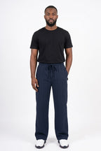 HYKEYZ Classic Textured Straight Trouser - Navy Blue