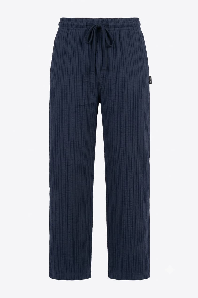 HYKEYZ Classic Textured Straight Trouser - Navy Blue