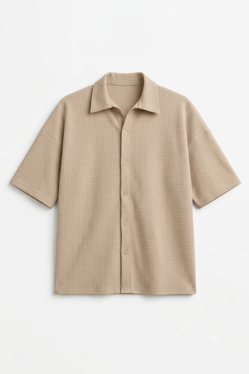 HYKEYZ Classic Textured Premium Shirt - Beige
