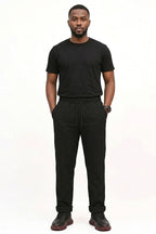 HYKEYZ Classic Textured Straight Trouser - Black