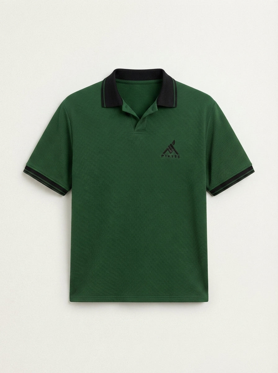 HYKEYZ Bottle Green Crest Premium Polo Shirt
