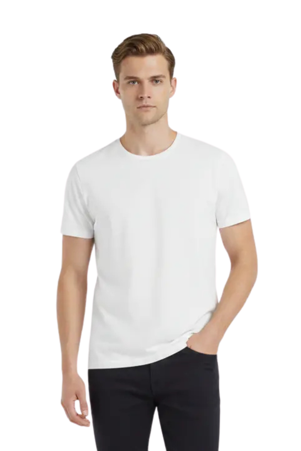 Men's White Athletic Crew-Neck T-Shirt