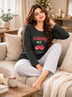 Cherry Night Suit - Charcoal