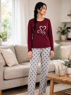 Cozy Hearts Loungewear Set - Maroon