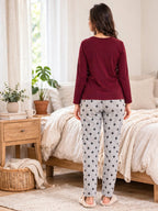 Cozy Hearts Loungewear Set - Maroon