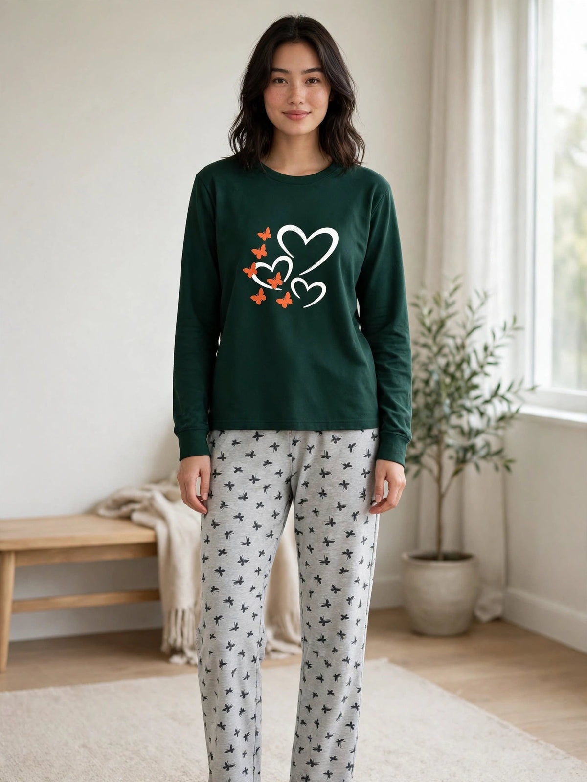 Forest Hearts Loungewear Set - Green