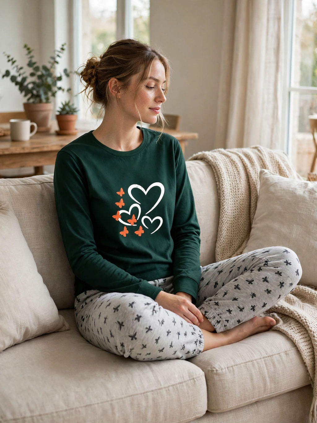 Forest Hearts Loungewear Set - Green