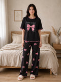 Sweet Dream Bow Loungewear Set - Black