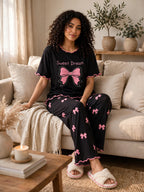 Sweet Dream Bow Loungewear Set - Black