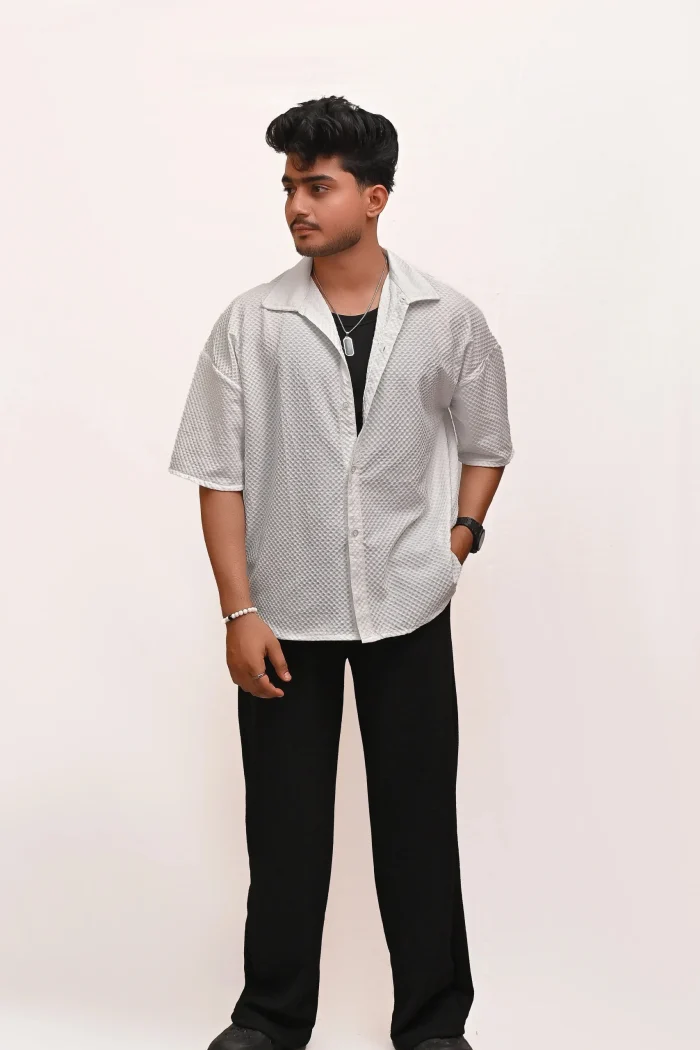 CLASSIC TEXTURED PREMIUM SHIRT – WHITE - Image 4