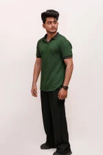 PREMIUM HALF SLEEVES POLO SHIRT- BOTTLE GREEN CREST - Image 4