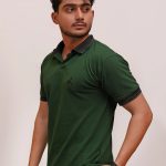 PREMIUM HALF SLEEVES POLO SHIRT- BOTTLE GREEN CREST