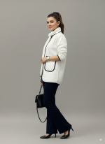 Long Sleeve Winter Trim Coat + Shawl - Image 2