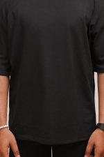 HYKEYZ BLACK PLAIN OVERSIZED TEE - Image 2