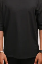HYKEYZ BLACK PLAIN OVERSIZED TEE - Image 4