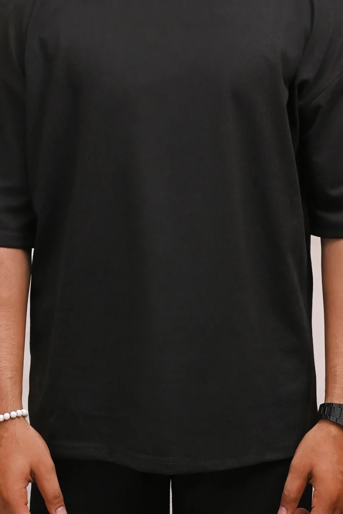 HYKEYZ BLACK PLAIN OVERSIZED TEE - Image 4
