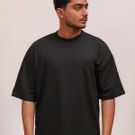HYKEYZ BLACK PLAIN OVERSIZED TEE