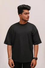 HYKEYZ BLACK PLAIN OVERSIZED TEE