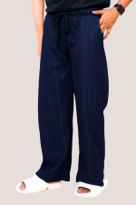 CLASSIC TEXTURED STRAIGHT TROUSER – NAVY BLUE - Image 2