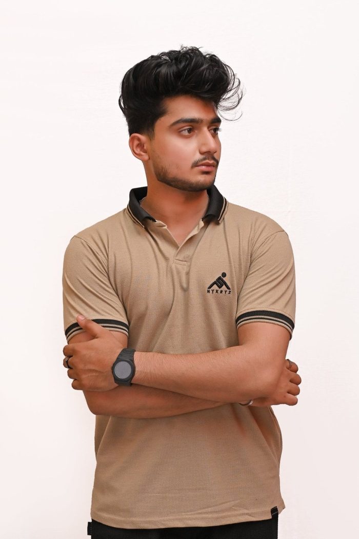 PREMIUM HALF SLEEVES POLO SHIRT-BEIGE ELEGANCE - Image 3