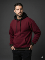 Maroon With Black Basic Hoodie
