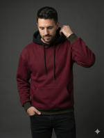 Maroon With Black Basic Hoodie - Image 2