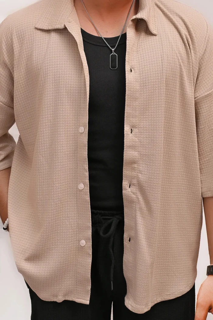 CLASSIC TEXTURED PREMIUM SHIRT – BEIGE - Image 2