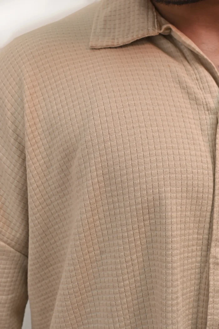 CLASSIC TEXTURED PREMIUM SHIRT – BEIGE - Image 4