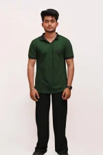 PREMIUM HALF SLEEVES POLO SHIRT- BOTTLE GREEN CREST - Image 3