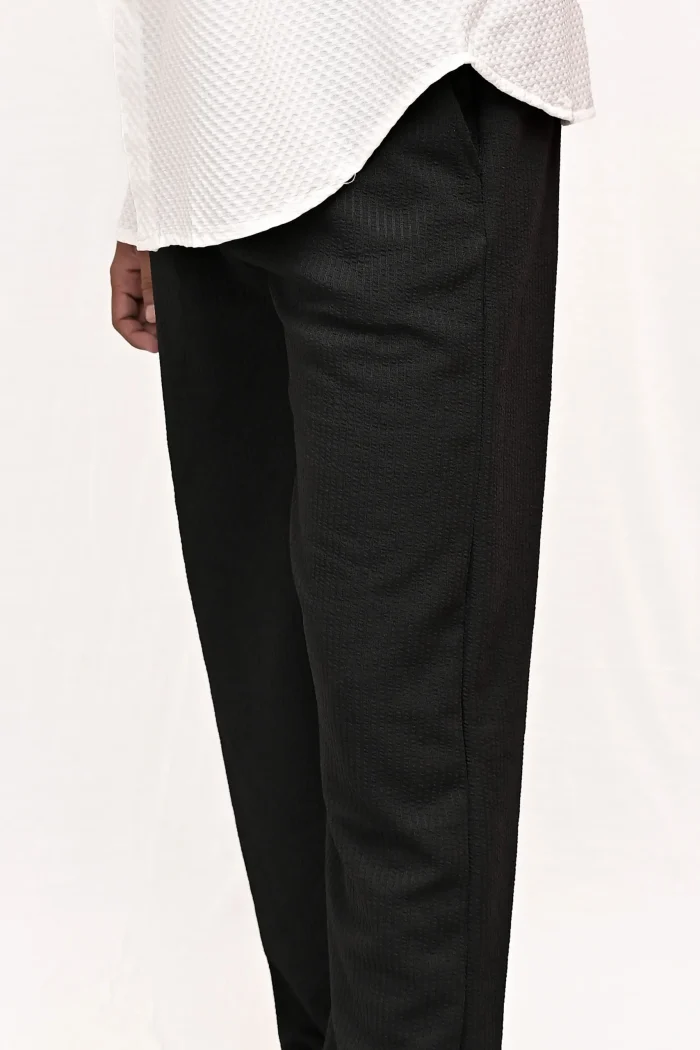 CLASSIC TEXTURED STRAIGHT TROUSER – BLACK - Image 6
