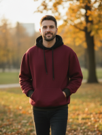 Maroon With Black Basic Hoodie - Image 3