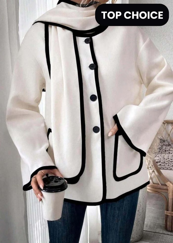 Long Sleeve Winter Trim Coat + Shawl - Image 4