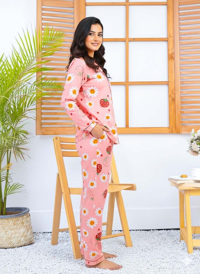 Imported Linen Printed Strawberry PJ Set-LP2 - Image 2