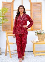 Imported Linen Printed Red Rose PJ Set-LP11