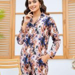 Imported Linen Printed Tree Pattern PJ Set-LP7