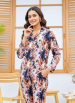 Imported Linen Printed Tree Pattern PJ Set-LP7