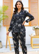 Imported Linen Printed Black Shade PJ Set-LP6