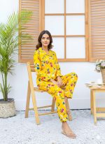 Imported Linen Printed Yellow Honey PJ Set-LP3 - Image 3