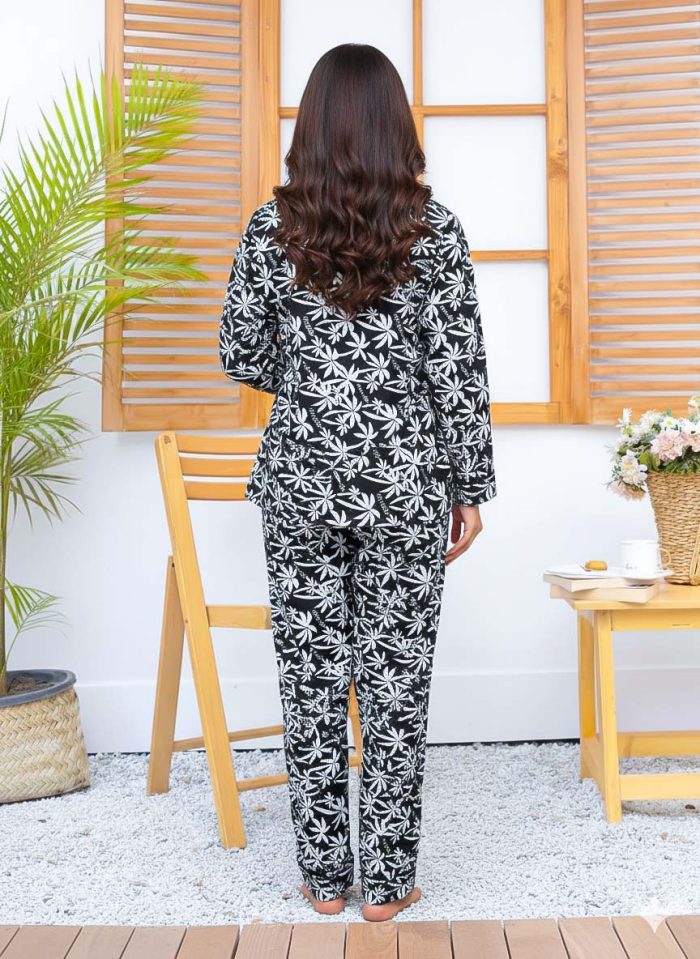 Imported Linen Printed White Flowers PJ Set-LP9 - Image 3