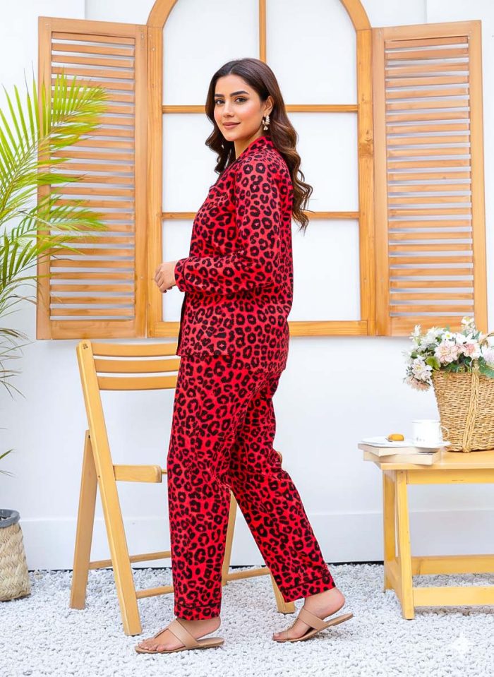 Imported Linen Printed Red Rose PJ Set-LP11 - Image 3