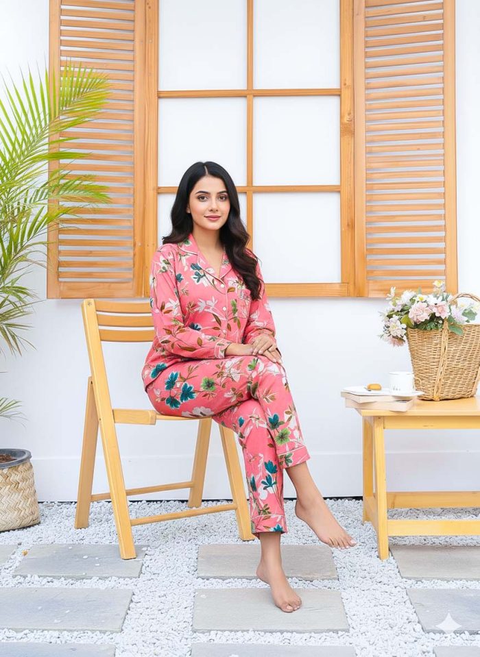 Imported Linen Printed Jamsine PJ Set-LP5 - Image 4